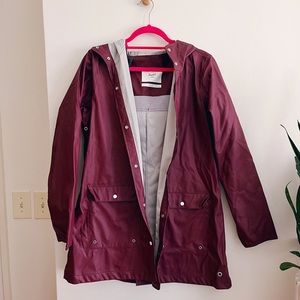 Herschel Long Rain Jacket | Size L | Plum Color Raincoat